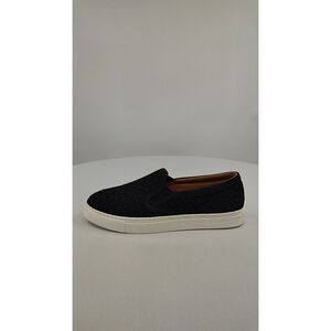 Quince Black Woven Slip-On Sneakers with White Sole